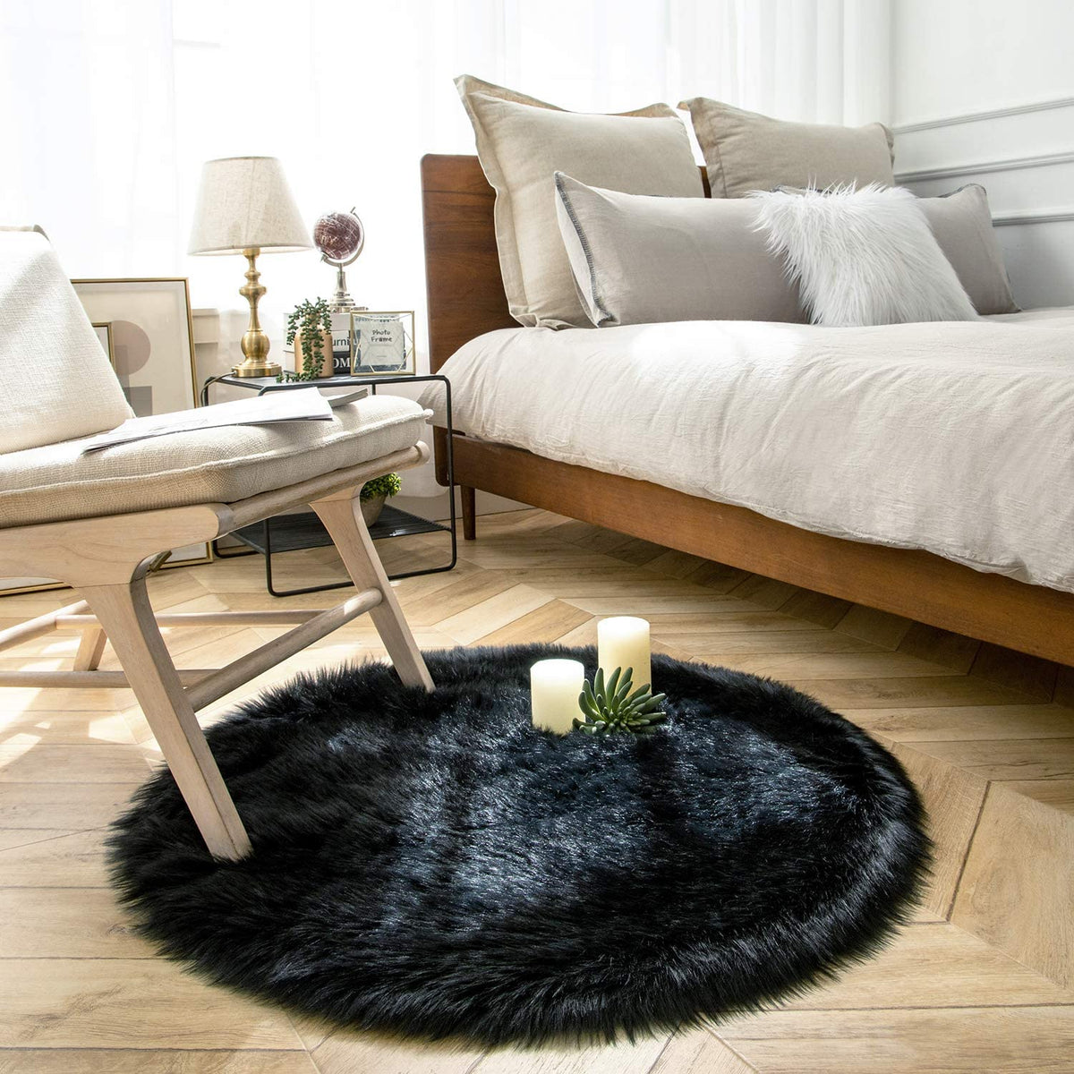 Soft Fluffy Faux Fur Rug - Washable Shaggy Fur Rugs, Small Round Carpe –  DormVibes