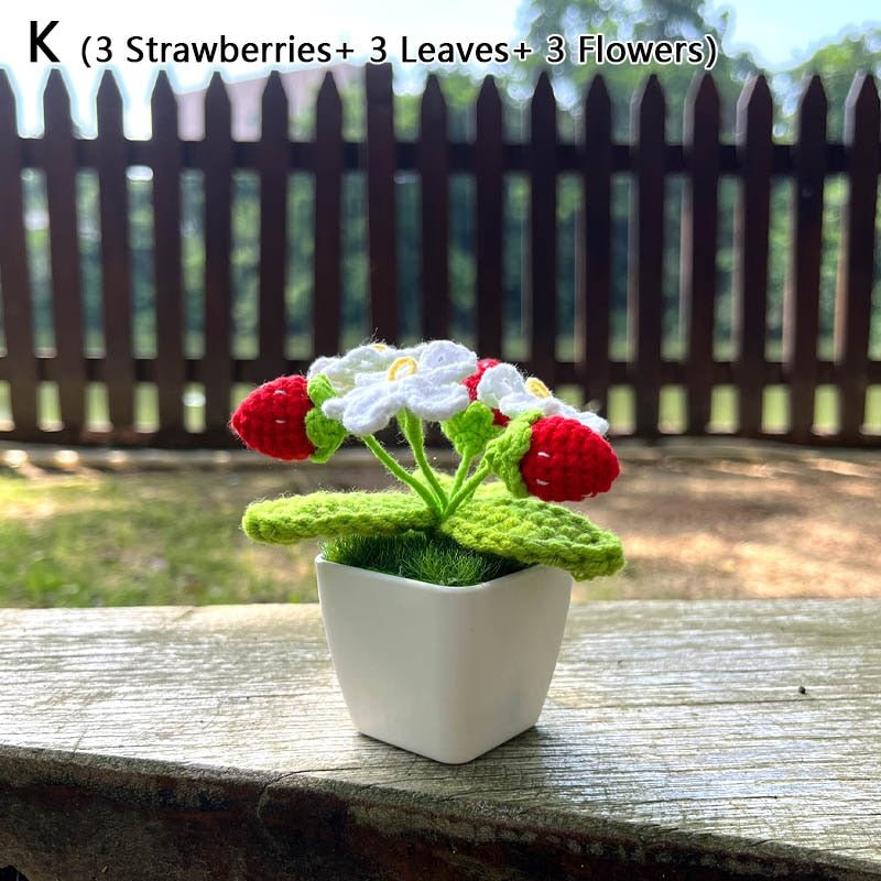 Artificial Crochet Potted Plant Soft Plush Material Ideal Gift Option