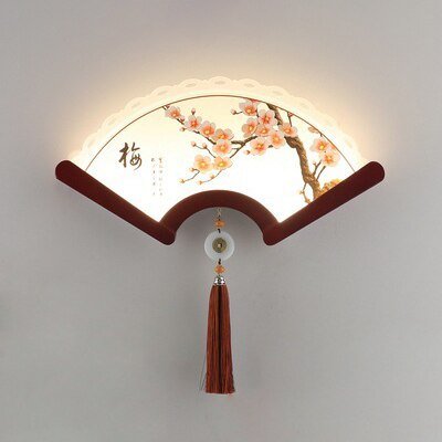 Fan-Shaped Wood Wall Lamp - Retro Japanese LED Light for Bedroom and Living Room Decor - DormVibes