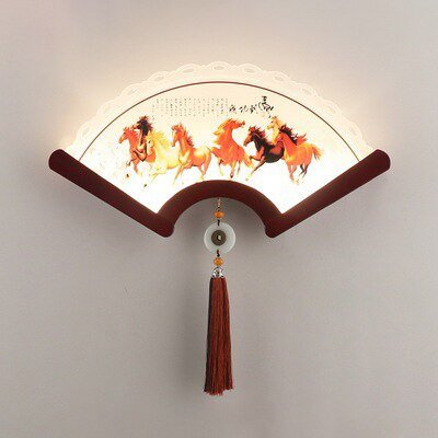 Fan-Shaped Wood Wall Lamp - Retro Japanese LED Light for Bedroom and Living Room Decor - DormVibes