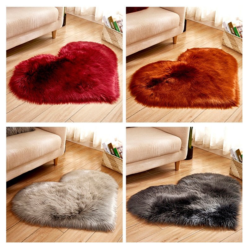 1pc Heart Shaped Rug Living Room Bedroom Carpet, Soft Non-slip Washable  Long Plush Bedside Area Rug