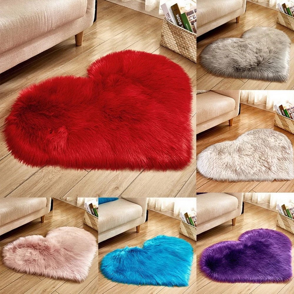 Heart Shape Fluffy Plush Throw Pillow Case Furry Cushion Cover