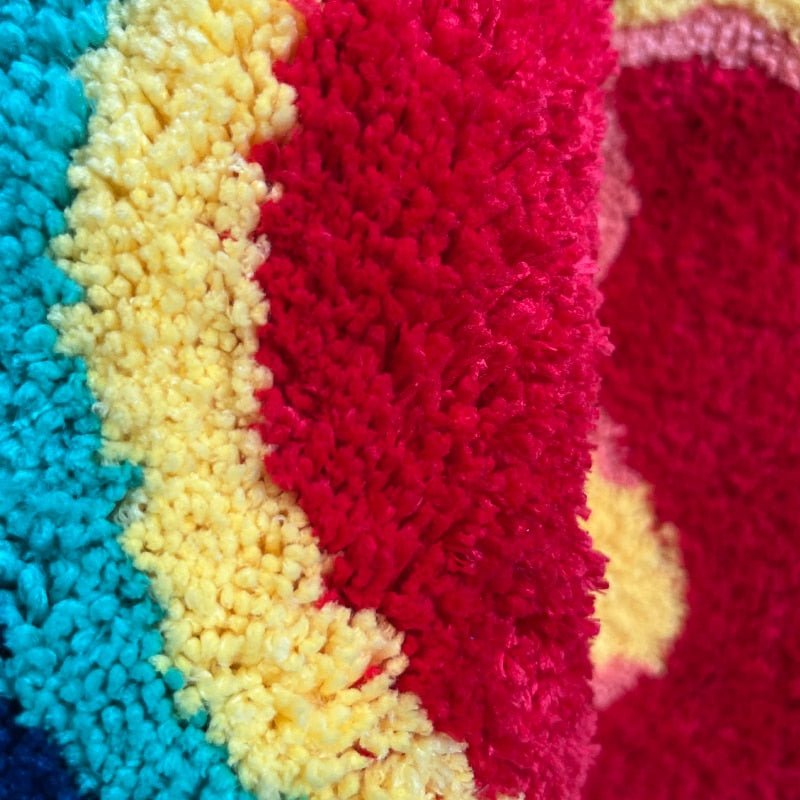 Multi Coloured Rug, Neon Rainbow Colored, Leopard Print Rug