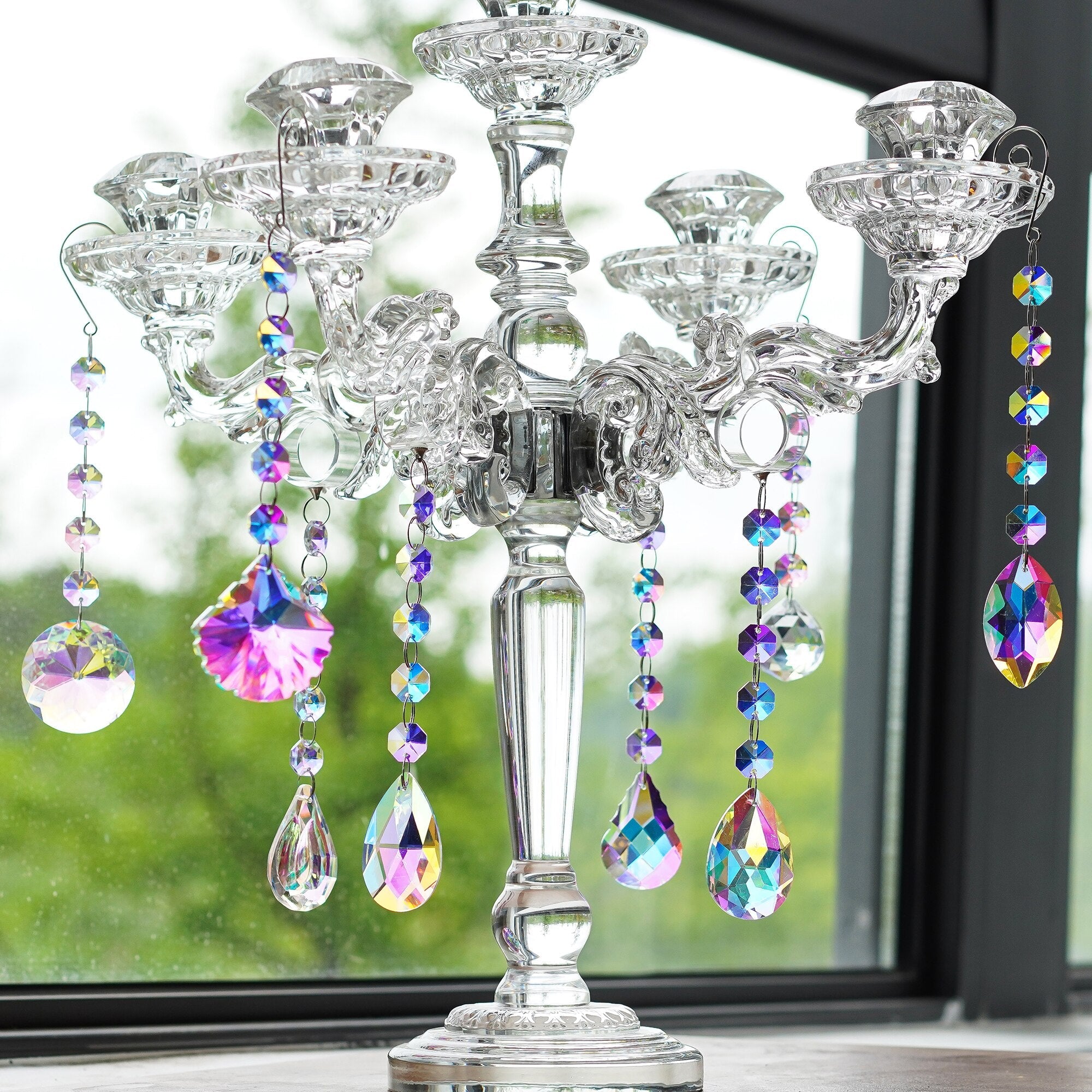  LONGSHENG - SINCE 2001 - Set 6 Crystal Beads Suncatcher Hanging  Rainbow Maker Chakra Pendant Window Decor Gifts with Box : Patio, Lawn &  Garden