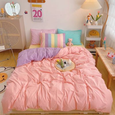 Kawaii Rainbow Bedding Duvet Set: 100% Cotton Flat Bed Sheet and Pillo –  DormVibes