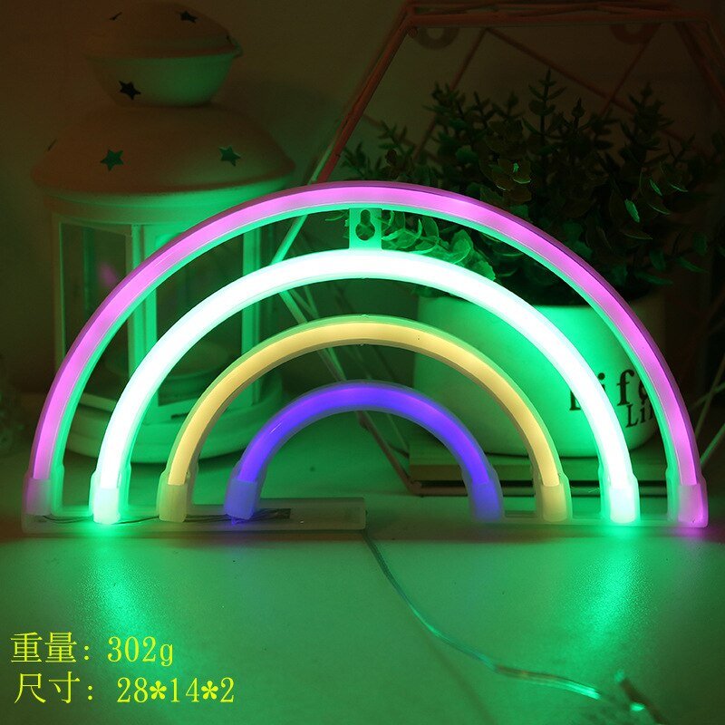 Led Neon Light Colorful Rainbow Art Sign Hanging Night Lamp For Home Party  Wedding Bedroom Decoration Xmas Gift Neon Lamp