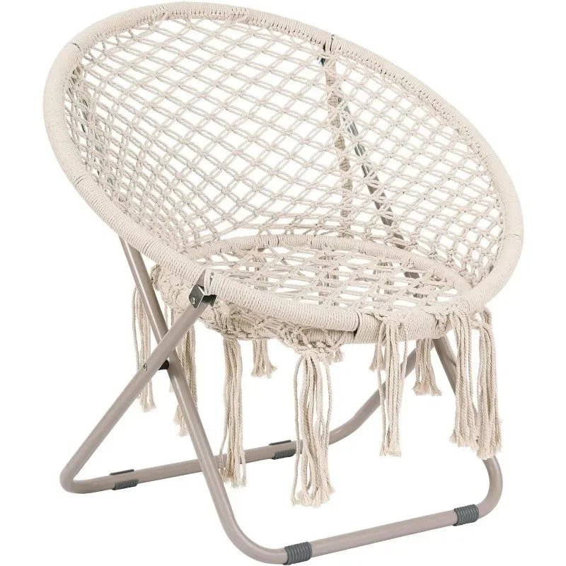 Saucer Chair With a Folding Metal Frame and Handmade Knitted Mesh - DormVibes