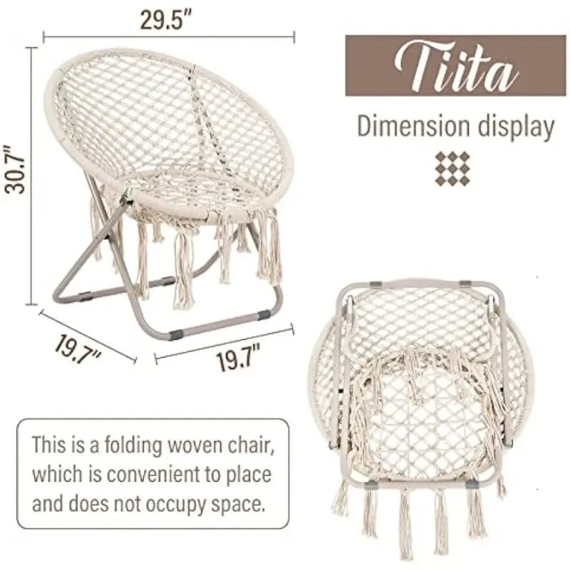 Saucer Chair With a Folding Metal Frame and Handmade Knitted Mesh - DormVibes