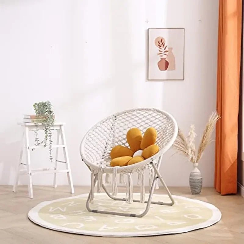 Saucer Chair With a Folding Metal Frame and Handmade Knitted Mesh - DormVibes