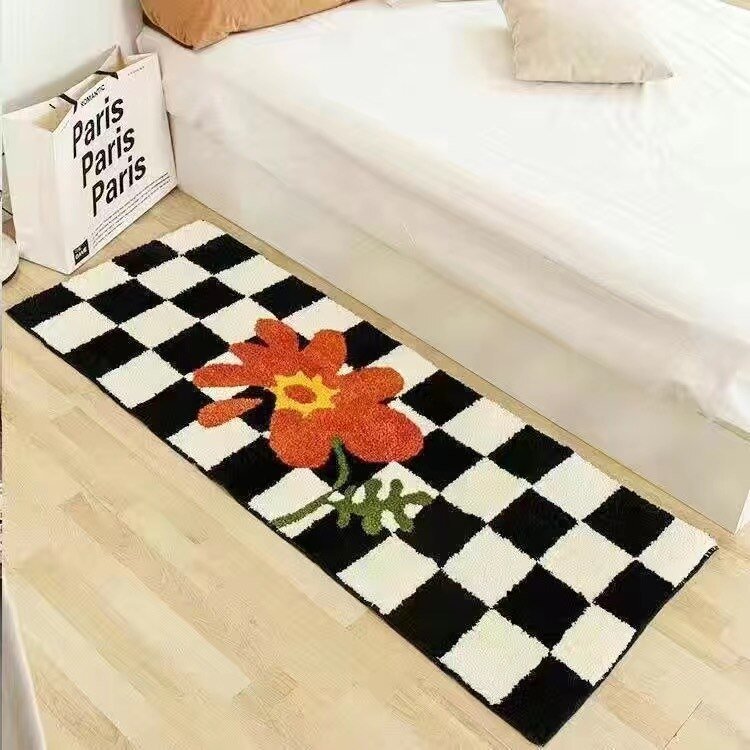 Black White Heart Tufted Carpet Mat Soft Fluffy Thick Tuftting Room Entry  DoorMat Anti-slip Rug Entrance Floor Mat - AliExpress