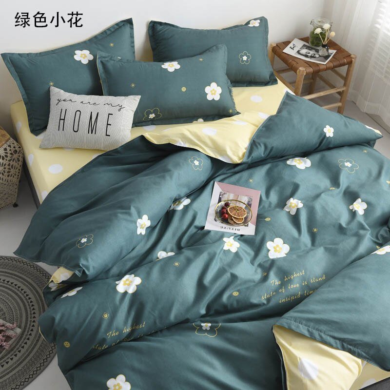 Spring & Summer Floral Bedding Set: Pastoral Style Peaches & Daisy Print Duvet Cover and Bed Sheet Set - DormVibes