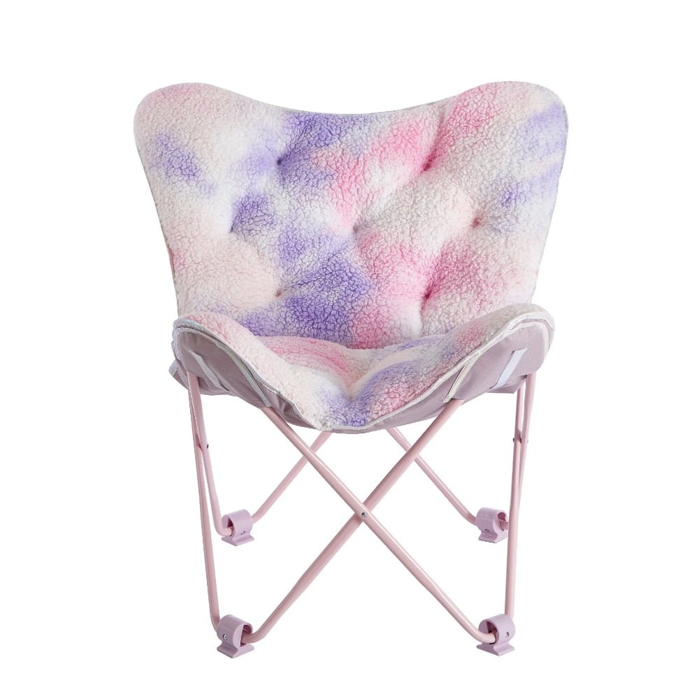 Super Folding Butterfly Chair Portable Pink Chair with Holographic Trim Ideal for Beach Foldable Chair