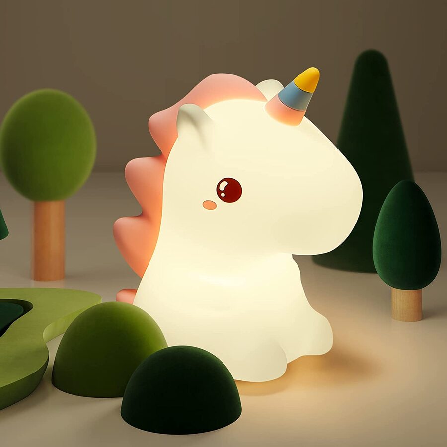 Veilleuses Yokuli Coloré CAT LED Veilleuse Animal Lumière USB Rechargeable  Doux Silicone Cartoon Touch Light Veilleuse pour Enfants