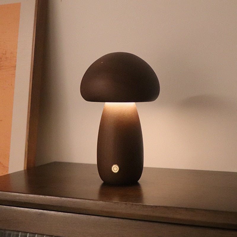 Wooden Cute Mushroom Bedside Table Lamp – DormVibes